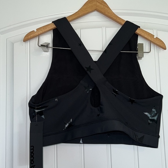 Mono B Black Star Foil print Sports Bra 1X new - Picture 5 of 7